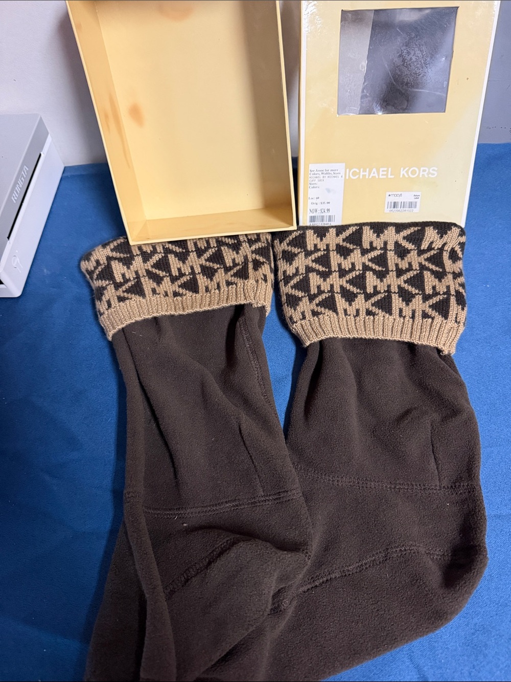 Michael Kors Men’s Brown Socks with Tan Logo Cuffs